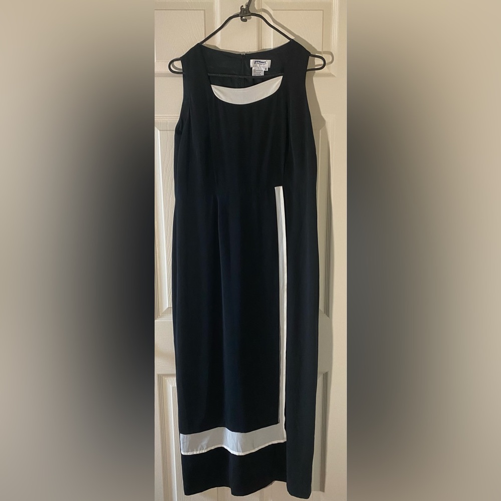 Midi Black Dress with white insert.